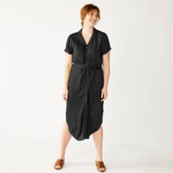 Petite Sonoma Goods For Life® Midi Shirtdress -Outlet Clothiza Store 5316708 Black