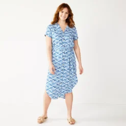 Petite Sonoma Goods For Life® Midi Shirtdress -Outlet Clothiza Store 5316708 Indigo Quilt