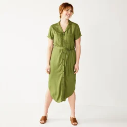 Petite Sonoma Goods For Life® Midi Shirtdress -Outlet Clothiza Store 5316708 Olive