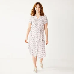 Women's Sonoma Goods For Life® Button Front Midi Shirt Dress -Outlet Clothiza Store 5345259 Plum Quilt