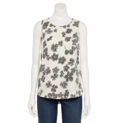 Women's Sonoma Goods For Life® High-Neck Tank -Outlet Clothiza Store 5467284 Ivory Dot Floral
