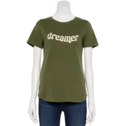 Women's Sonoma Goods For Life® Short Sleeve Graphic Tee -Outlet Clothiza Store 5480871 Olive Dreamer
