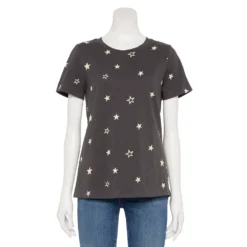 Women's Sonoma Goods For Life® Crewneck Tee -Outlet Clothiza Store 5484998 Gray Cream Stars