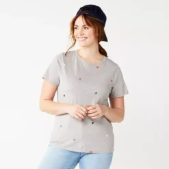 Women's Sonoma Goods For Life® Crewneck Tee -Outlet Clothiza Store 5484998 Gray Heart