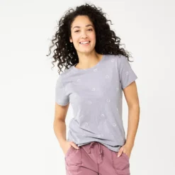 Women's Sonoma Goods For Life® Crewneck Tee -Outlet Clothiza Store 5484998 Gray Smiley Face