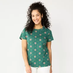 Women's Sonoma Goods For Life® Crewneck Tee -Outlet Clothiza Store 5484998 Green Pink Floral