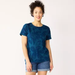Women's Sonoma Goods For Life® Crewneck Tee -Outlet Clothiza Store 5484998 Navy Tropical Floral