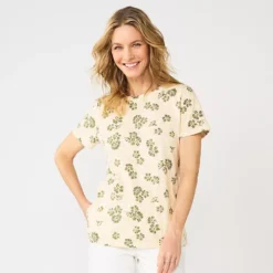 Women's Sonoma Goods For Life® Crewneck Tee -Outlet Clothiza Store 5484998 Orange Green Floral