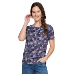 Women's Sonoma Goods For Life® Crewneck Tee -Outlet Clothiza Store 5484998 Purple Abstract Floral