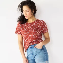 Women's Sonoma Goods For Life® Crewneck Tee -Outlet Clothiza Store 5484998 Rust Sun Trees