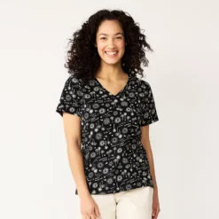 Women's Sonoma Goods For Life® Everyday V-Neck Tee -Outlet Clothiza Store 5485729 Black Sun Trees