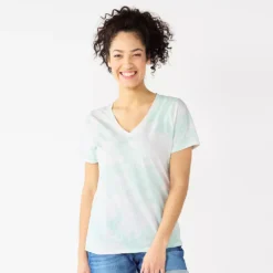 Women's Sonoma Goods For Life® Everyday V-Neck Tee -Outlet Clothiza Store 5485729 Bleach Blue Tie Dye