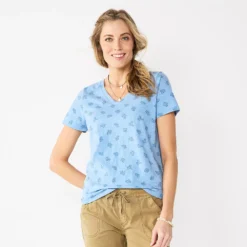 Women's Sonoma Goods For Life® Everyday V-Neck Tee -Outlet Clothiza Store 5485729 Blue Mini Floral