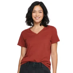 Women's Sonoma Goods For Life® Everyday V-Neck Tee -Outlet Clothiza Store 5485729 Burgandy Rust