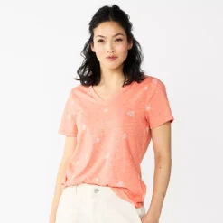 Women's Sonoma Goods For Life® Everyday V-Neck Tee -Outlet Clothiza Store 5485729 Coral Mini Floral