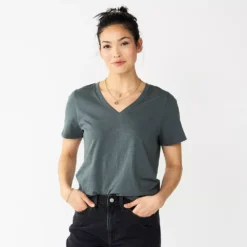 Women's Sonoma Goods For Life® Everyday V-Neck Tee -Outlet Clothiza Store 5485729 Dark Gray Green