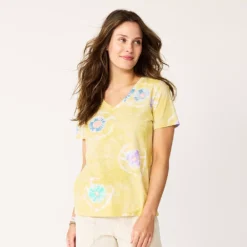 Women's Sonoma Goods For Life® Everyday V-Neck Tee -Outlet Clothiza Store 5485729 Lemon Yellow Circle Dy