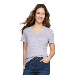 Women's Sonoma Goods For Life® Everyday V-Neck Tee -Outlet Clothiza Store 5485729 Light Purple Stripe