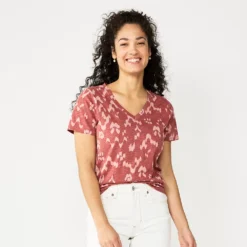 Women's Sonoma Goods For Life® Everyday V-Neck Tee -Outlet Clothiza Store 5485729 Mauve Ikat Dye