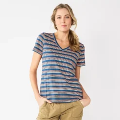 Women's Sonoma Goods For Life® Everyday V-Neck Tee -Outlet Clothiza Store 5485729 Navy Multi Stripe