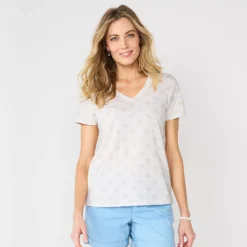 Women's Sonoma Goods For Life® Everyday V-Neck Tee -Outlet Clothiza Store 5485729 Neutral Mini Floral