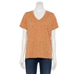 Women's Sonoma Goods For Life® Everyday V-Neck Tee -Outlet Clothiza Store 5485729 Orange Brown Floral