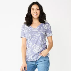 Women's Sonoma Goods For Life® Everyday V-Neck Tee -Outlet Clothiza Store 5485729 Purple Floral