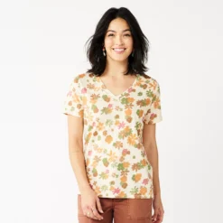 Women's Sonoma Goods For Life® Everyday V-Neck Tee -Outlet Clothiza Store 5485729 Retro Floral