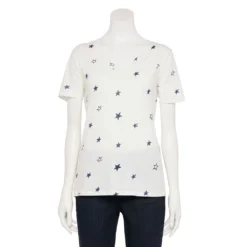 Women's Sonoma Goods For Life® Everyday V-Neck Tee -Outlet Clothiza Store 5485729 White Navy Stars