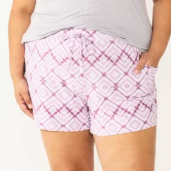 Plus Size Sonoma Goods For Life® Pajama Shorts -Outlet Clothiza Store 5490355 Purple Diamonds