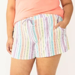 Plus Size Sonoma Goods For Life® Pajama Shorts -Outlet Clothiza Store 5490355 White Rainbow Stripe