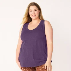 Plus Size Sonoma Goods For Life® V-Neck Swing Tank -Outlet Clothiza Store 5497118 Jolly Purple