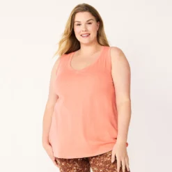 Plus Size Sonoma Goods For Life® V-Neck Swing Tank -Outlet Clothiza Store 5497118 Natural Coral