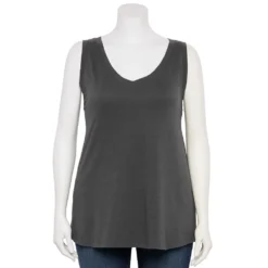 Plus Size Sonoma Goods For Life® V-Neck Swing Tank -Outlet Clothiza Store 5497118 Storm Abyss