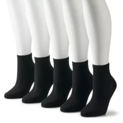 Women's Sonoma Goods For Life® 5 Pack Neutral Color Quarter Socks -Outlet Clothiza Store 5497542 Black