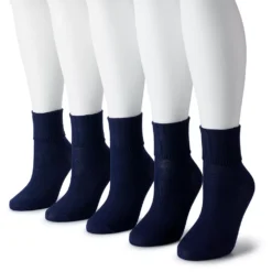 Women's Sonoma Goods For Life® 5-Pack Neutral Color Cuffed Crew Socks -Outlet Clothiza Store 5497543 Navy