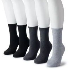 Women's Sonoma Goods For Life® 5 Pack Plain Knit Crew Socks -Outlet Clothiza Store 5497544 Gray Heather