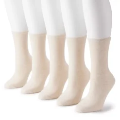 Women's Sonoma Goods For Life® 5 Pack Plain Knit Crew Socks -Outlet Clothiza Store 5497544 Oat Heather