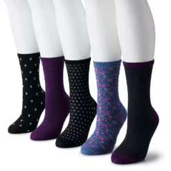 Women's Sonoma Goods For Life® 5-Pack Geo Crew Socks -Outlet Clothiza Store 5497546 Gray Multi