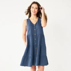 Women's Sonoma Goods For Life® Sleeveless Tiered Knit Dress -Outlet Clothiza Store 5501602 Midnight Blue
