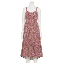 Women's Sonoma Goods For Life Tiered Midi Dress -Outlet Clothiza Store 5504040 Plum Floral