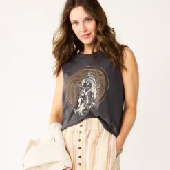 Women's Sonoma Goods For Life® Muscle Graphic Tank -Outlet Clothiza Store 5504455 Gray Cowboy