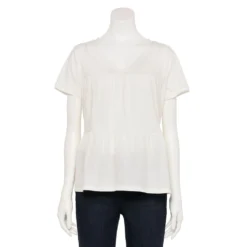 Women's Sonoma Goods For Life® Tiered V-Neck Top -Outlet Clothiza Store 5508144 Cream White