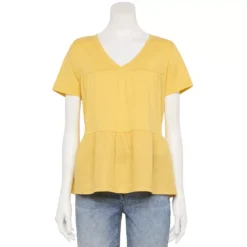 Women's Sonoma Goods For Life® Tiered V-Neck Top -Outlet Clothiza Store 5508144 Yellow