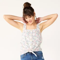 Women's Sonoma Goods For Life® Tie-Hem Squareneck Tank -Outlet Clothiza Store 5510685 Multi Color Floral