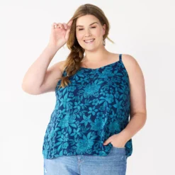 Plus Size Sonoma Goods For Life® Swing Tank -Outlet Clothiza Store 5514853 Blue Linework