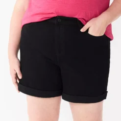Plus Size Sonoma Goods For Life® Highrise Curvy Denim Shorts -Outlet Clothiza Store 5515737 Black