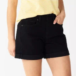 Women's Sonoma Goods For Life® High-Rise Curvy 5" Denim Shorts -Outlet Clothiza Store 5522148 Black