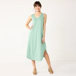 Women's Sonoma Goods For Life® Sleeveless Shirttail Knit Midi Dress -Outlet Clothiza Store 5522320 Aqua Blue
