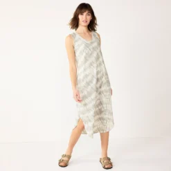 Women's Sonoma Goods For Life® Sleeveless Shirttail Knit Midi Dress -Outlet Clothiza Store 5522320 Gray Dye